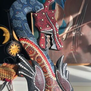 Colorful Dot Dragon Sculpture Wall Art Made in Indonesia